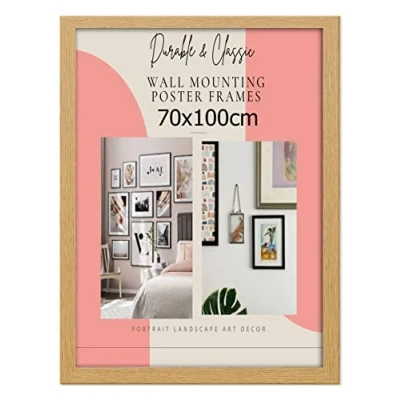 Image of Deals on deal Large 70X100 cm Picture Frame Photo Wall Art Poster Frames With Clear Perspex Safety Glass to Hang Portrait or Landscape (70X100CM, OAK)