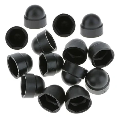 Image of TERF® M6 Black Plastic Hex Nut Bolt Dome Cap Cover (10mm Spanner) and Protective Caps Hexagonal Pack of 20