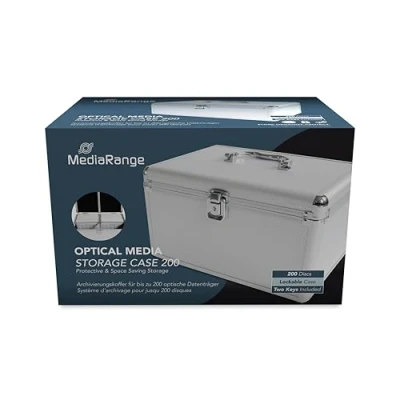 Image of MediaRange Archiving Case for 200 Discs Aluminium Look with Hanging Pockets Silver 18 cm