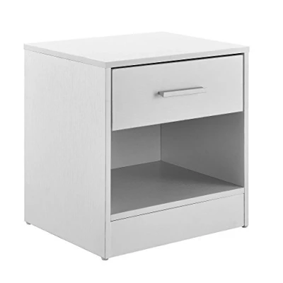 Image of [en.casa] Elegant bedside table with Drawer and storage compartment cabinet white chest of drawers