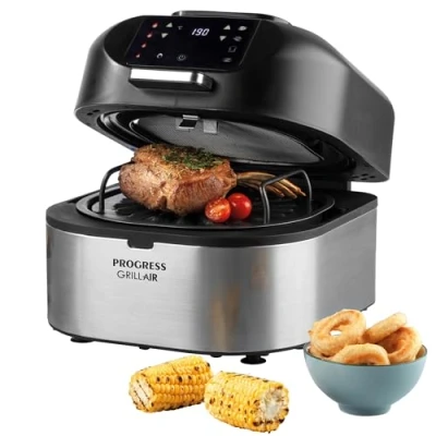 Image of Progress EK4549P Air Fryer Health Grill GrillAir 5 in 1 Cooking Functions, XL 5.2 L, Oil Free Healthy Digital Multicooker Oven, Smokeless Electric Grilling, Non Stick Fry/Roast/Bake/Grill/Dehydrate