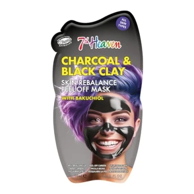 Image of 7th Heaven Charcoal Clay Peel Off Face Mask with Bakuchiol Skin Rebalance All Types