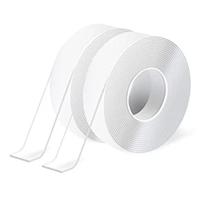 Image of Art3d Nano Double Sided Adhesive Tape (2 Roll of 10FT), Multipurpose Transparent Foam for Carpet Mats/Paste Items/Photos Frames/Craft Wall Mounting