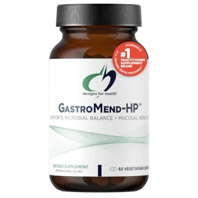 Image of Designs for Health GastroMend HP Gut Mucosa + Microbial Balance Support Supplement with Mastic Gum, DGL Licorice &#039;Vitamin U&#039; May Help Occasional Bloating or Upset Stomach (60 Capsules)