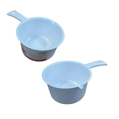 Image of 2 White Microwave Saucepan with Handle Small Dish Cooking pan 500ml 0.5L Milk Soup pan.