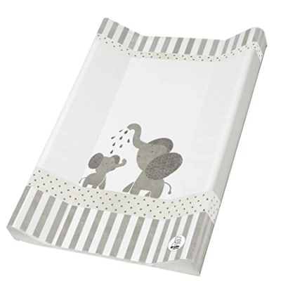 Image of Rotho Babydesign Wedge Changing Mat From 0 Months, Modern Elephants, Bella Bambina, White/Gray, 50 x 70 cm, 20099 0001 CG