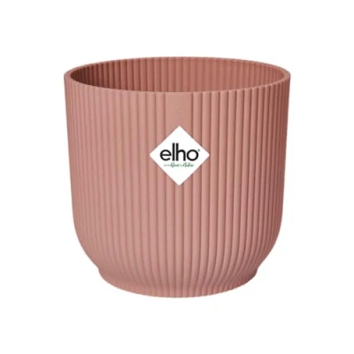 Image of Elho Vibes Fold 35cm Round Plastic Indoor Plant Pot with Wheels Delicate Pink