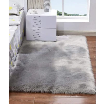 Image of HARESLE Soft Australian Sheepskin Rug, Fluffy Area Rugs Anti Skid Yoga Carpet for Living Room Bedroom, Grey/2&#039;x 3&#039;