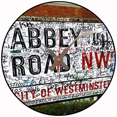 Image of Iconic Abbey Road vinyl record wall clock (Beatles)