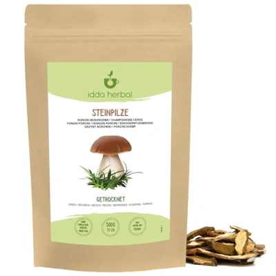 Image of Dried Porcini Mushrooms (500g, 1.1lb), Boletus Edilus, Mushrooms, Whole 100% Natural and Pure, Vegan