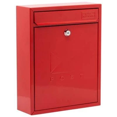 Image of Burg Wachter MB05R Red Compact Wall Mounted Galvanised Steel Postbox 26x33x9cm
