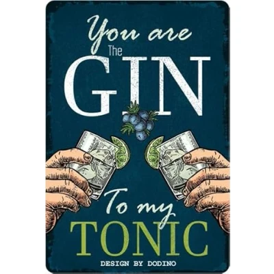 Image of DODINO 20 x 30 cm Retro Tin Signs YOU ARE THE GIN TO MY TONIC Cocktail Sign with Funny Sayings as a Gift, Bar Decoration, Kitchen, Metal Vintage Alcohol Accessories