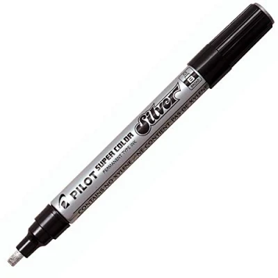 Image of Pilot Super Colour Broad Marker Chisel 4.5 mm Tip Silver, Box of 12