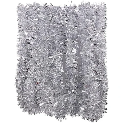 Image of SKYTE® 50FT Luxury Metallic Tinsel Garland Very Long Christmas Shiny Party Indoor and Outdoor Decorations Tree (ROSE GOLD)