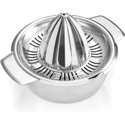 Image of Manual Lemon Lime/Orange/Small Grapefruit Juicer Squeezer, 304 Stainless Steel Citrus Juice Extractor Hand Press with 450ml Bowl＆2 Pour Spouts, Robust Metal Reamer Juicer, Heavy Duty, Dishwasher Safe