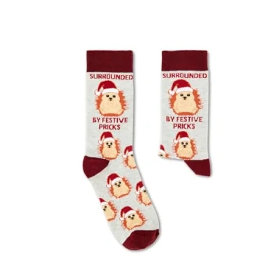 Image of Urban Eccentric Unisex Surrounded by Festive Pricks Socks Gift 1 Pair Cotton Rich Premium Novelty Gifts