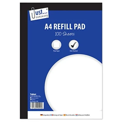 Image of Just stationery 100 Sheet A4 Plain Refill Pad 5005 White