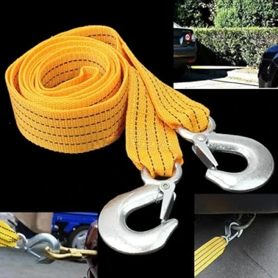Image of 4M Heavy Duty 5 Ton Car Tow Cable Towing Pull Rope Strap Hooks Van Road Recovery