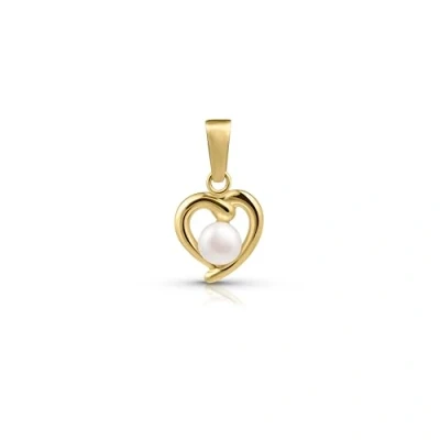 Image of Amberta Allure Women 9ct Gold Pendant: Heart Pendant with Pearl