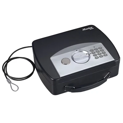 Image of Master Lock P008EML Compact Portable Safe (Combination with Cable), Black/Grey,7,4 cm x 25,4 20,1