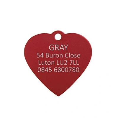 Image of BWM Aluminium Personalized Pet ID Tags Dog Tag for Pets Laser Engraved &amp; Personalised Dogs Cats Durable, Strong Deeply Medium Heart, Red