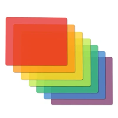 Image of Fotouzy Plastic Cutting Boards for Kitchen, Flexible Mats Set of 7, BPA Free, Non Porous, Dishwasher Safe, 15x12 in, 7 Translucent Colors