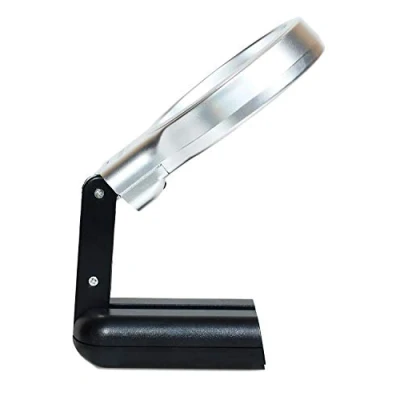 Image of HIMRY LED Magnifier Hands Free, Illuminated Light Magnifying Glass Foldable, Handheld or Free with Stand, for Seniors, Close Work, Reading Small Print, Sewing, Craft, Hobby, KXD3020 black 3x