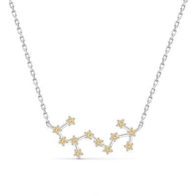 Image of Amberta Women 925 Sterling Silver Constellation Necklace with Cubic Zirconia Birthstone Zodiac CZ: Scorpio Simulated Topaz