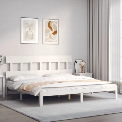 Image of vidaXL Bed Frame without Mattress White Super King Size Solid Wood Pine