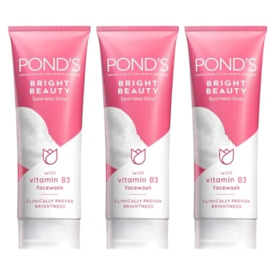 Image of Pack 3 of 50g POND&#039;s White Beauty Facial Foam Face Wash Lightening Acne Skin Cleanser Treatment