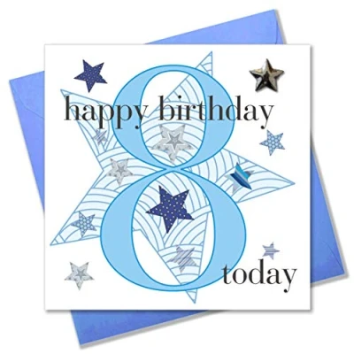 Image of Claire Giles Ages Age 8 Boy Birthday Card, AGE08B