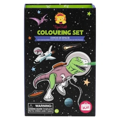 Image of Tiger Tribe Dinos In Space Colouring Set Dinosaur Book, Kids Arts And Crafts, Craft Sets For Girls, Boys Book