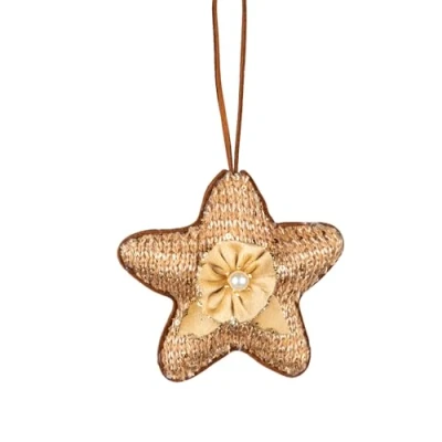 Image of Gold Jute star 12cm Christmas Tree Hanging Decorations Festive Decorative Ornaments Fairy Tale Themed Xmas Pendant