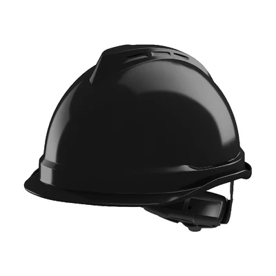 Image of MSA V Gard 520 Safety Helmet with Fas Trac III Suspension and Integrated PVC Sweatband, Black