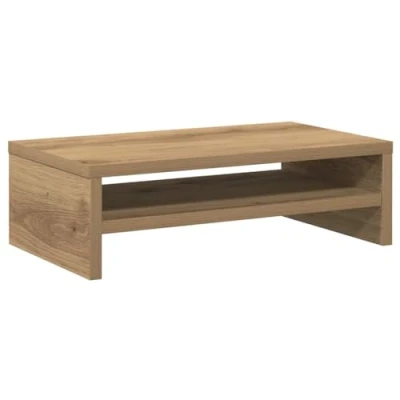 Image of vidaXL Monitor Stand Engineered Wood Riser/TV with Storage Artisan Oak Color 42x24x13 cm Space Saving Computer Organizer/Desktop Shelf