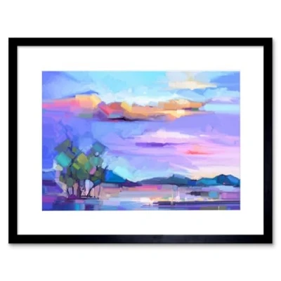 Image of Wee Blue Coo Abstract Sunset on Meadow Art Print Framed Poster Wall Decor 12x16 inch