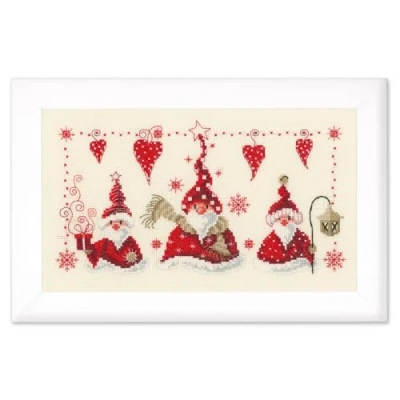 Image of Vervaco Counted Cross Stitch KIT Cheerful Santas AIDA