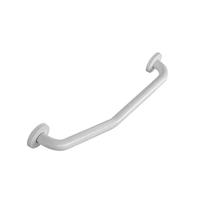 Image of Croydex AP501322 Stainless Steel White Safety Support Rail Angled Grab Bar for Bathroom