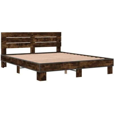 Image of vidaXL Bed Frame without Mattress Smoked Oak 160x200 cm
