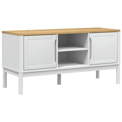 Image of vidaXL TV Cabinet FLORO White 114x43x55 cm Solid Wood Pine