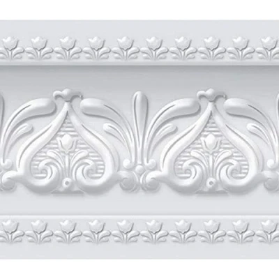 Image of FIXPIX Royal Tulip Peel and Stick Wall Border Easy to Apply (Neutral Gray)