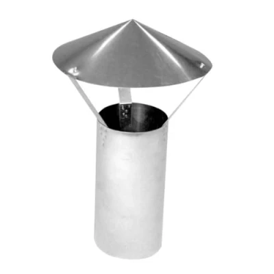 Image of Kamino Flam Ø 120 mm Chimney Cap, Hot dip Aluminised (FAL) Rain Cowl, Cover Protector EN 1856 2 Standard, approx. 12 x 40 cm, Silver