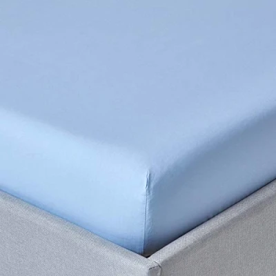Image of HOMESCAPES Light Blue Extra Deep Fitted Sheet (18) Single 200 TC 400 Thread Count Equivalent Pure Egyptian Cotton Bed with Fully Elasticated Skirt