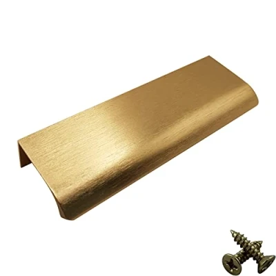 Image of M4TEC Bar Kitchen Cabinet Door Handles Cupboards Drawers Bedroom Furniture Concealed Finger Edge Pull Handle Brushed Brass. VD3 Series: 64 mm