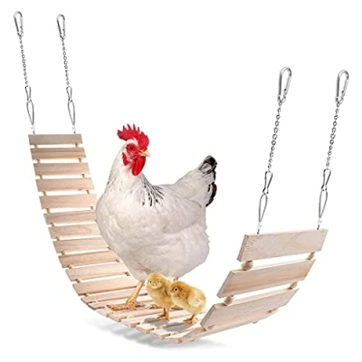 Image of Gereiny Chicken Coop Toy for Hens Natural Wood Ladder Swing Perch Birds Poultry Rooster