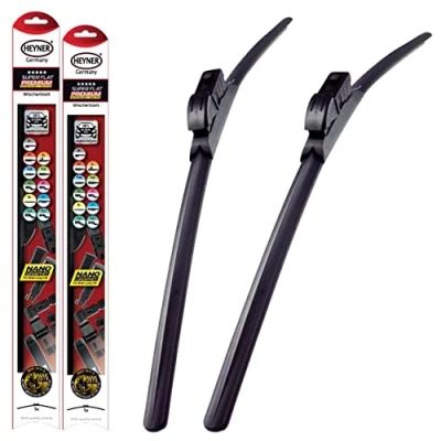 Image of Fits Land Rover Range Models 2016 To 2022 Heyner Germany Premium Super Flat Wiper Blades Front Replacement Set 24&quot;20&quot; HSF2420TLC