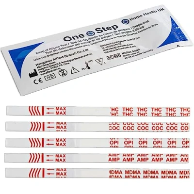 Image of One Step 1 Pack (5 Tests) Home Drug Test Kits Tests for Cannabis, Cocaine, Heroin (Opiates), Speed (Amphetamines) and Ecstasy (1x5 Pack)
