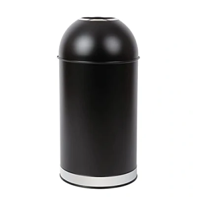Image of Bolero Steel Open Lid Bullet Bin Black 40Ltr