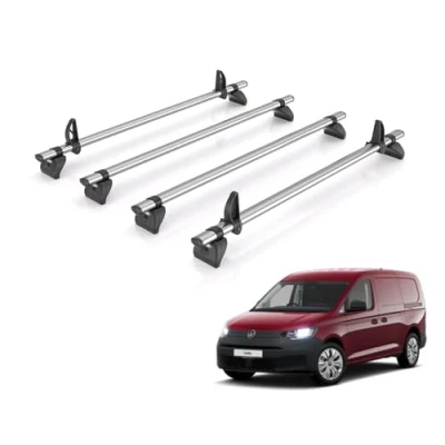 Image of Rhino Roof Rack for VW Caddy 2020+ [Only Suitable Maxi Models] 4 Bars + Loadstops KD4FL/KLS2