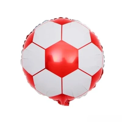 Image of White/Red Round Football Foil Balloon, 45cm